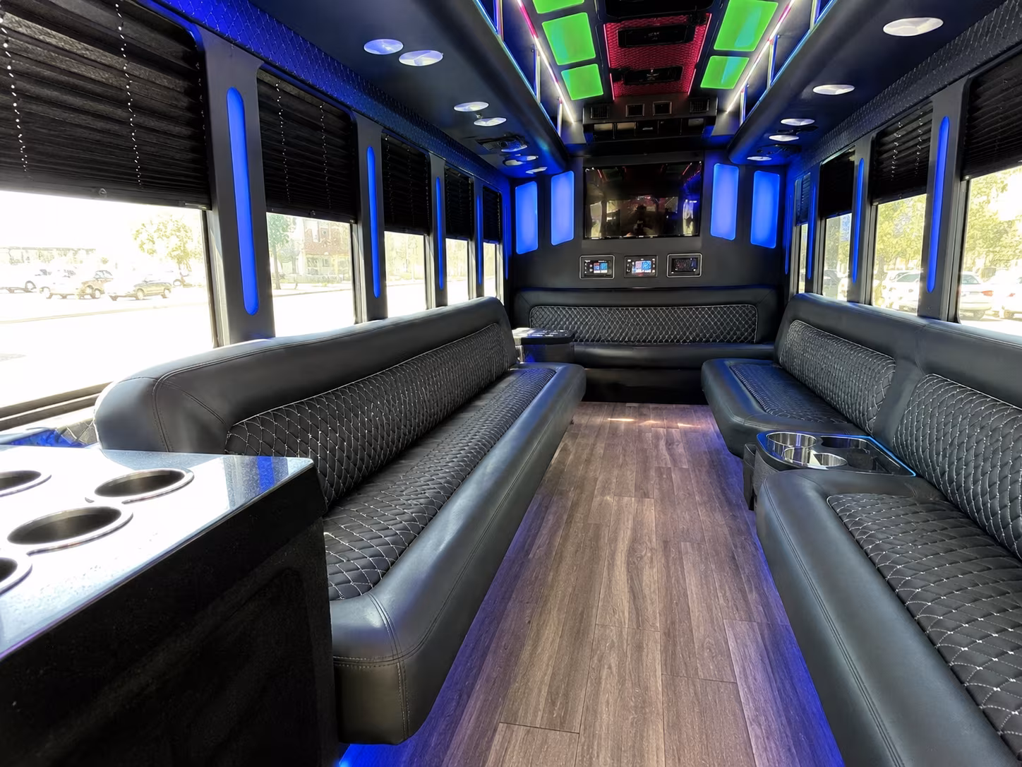 santa maria 15 passenger party bus inside