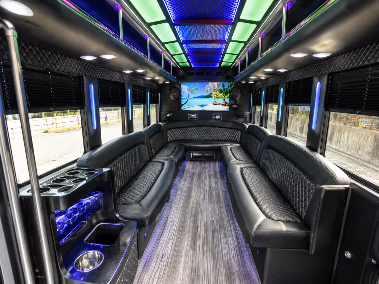 santa maria 18 passenger party bus inside