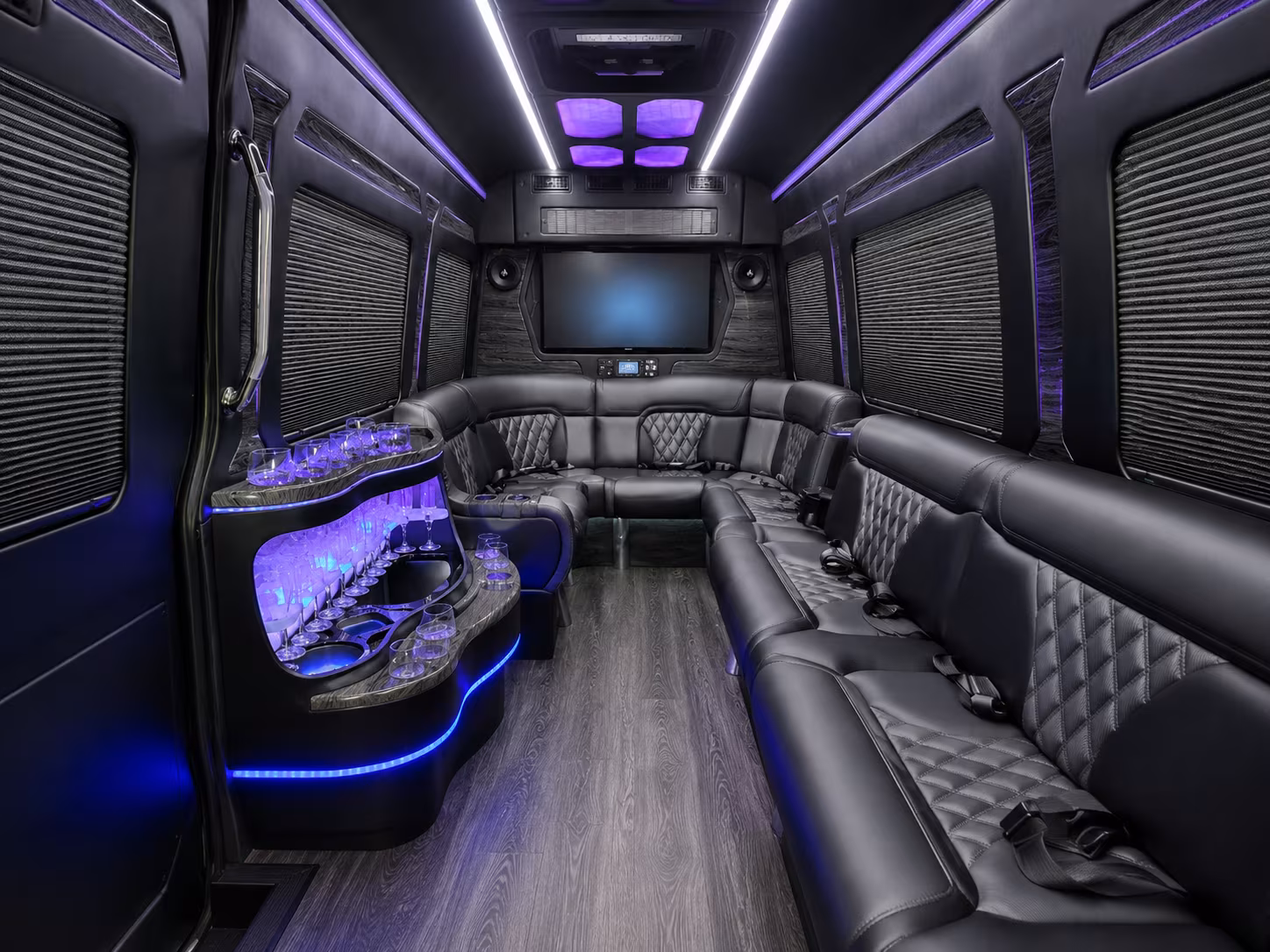 santa maria 20 passenger party bus inside