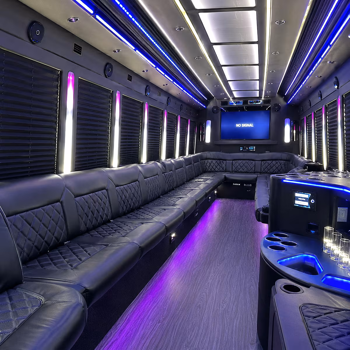 santa maria 30 passenger party bus inside