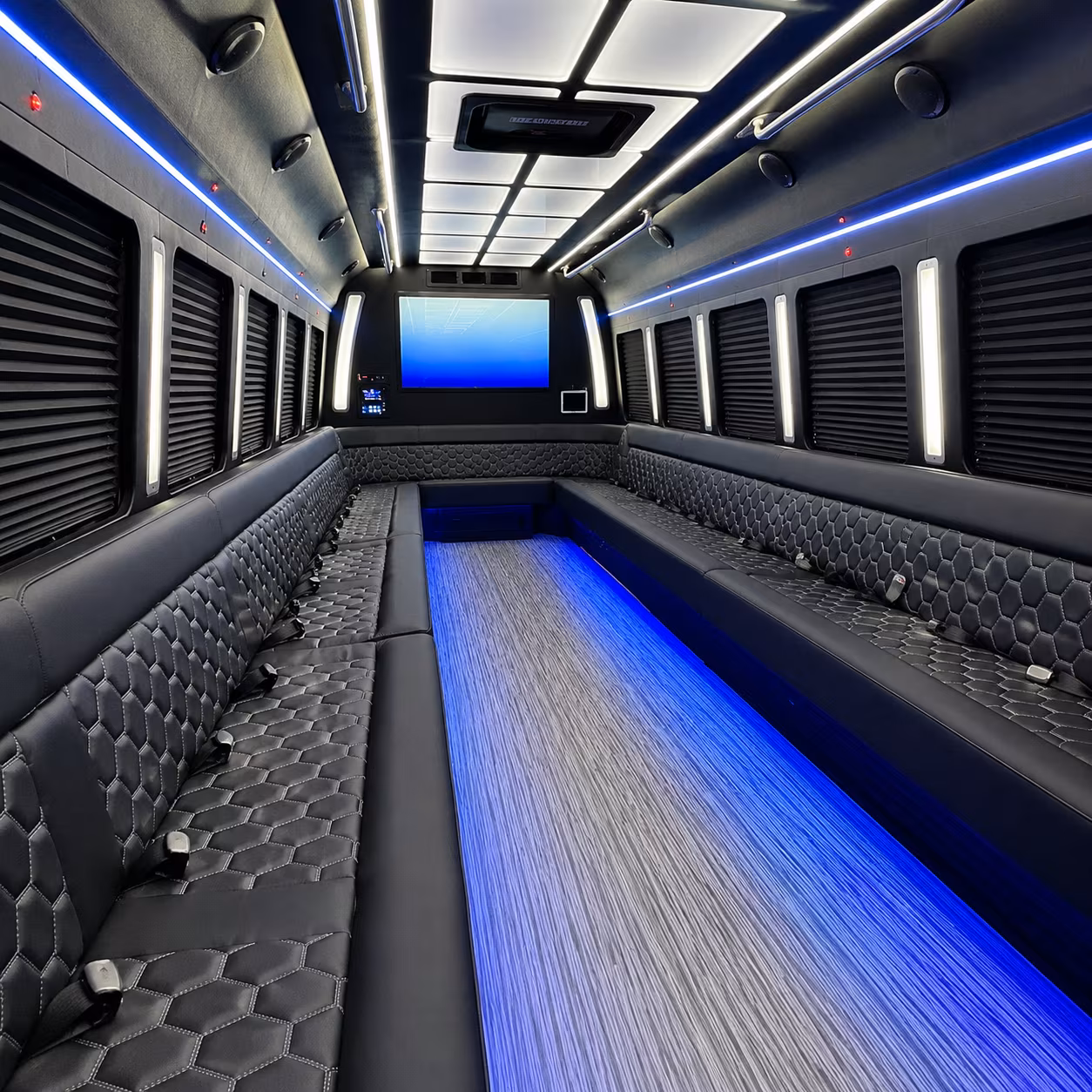 santa maria 50 passenger party bus inside